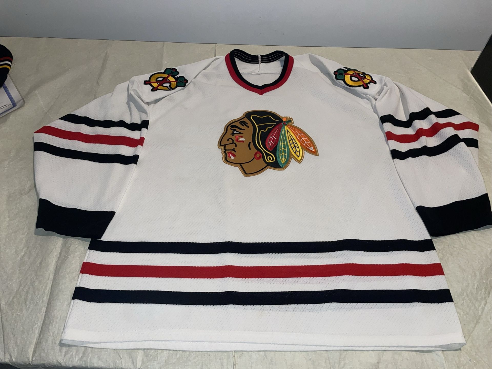 Chicago Blackhawks Hockey Jersey Mens Xl Ccm Vintage 90s NHl White Clean Mic