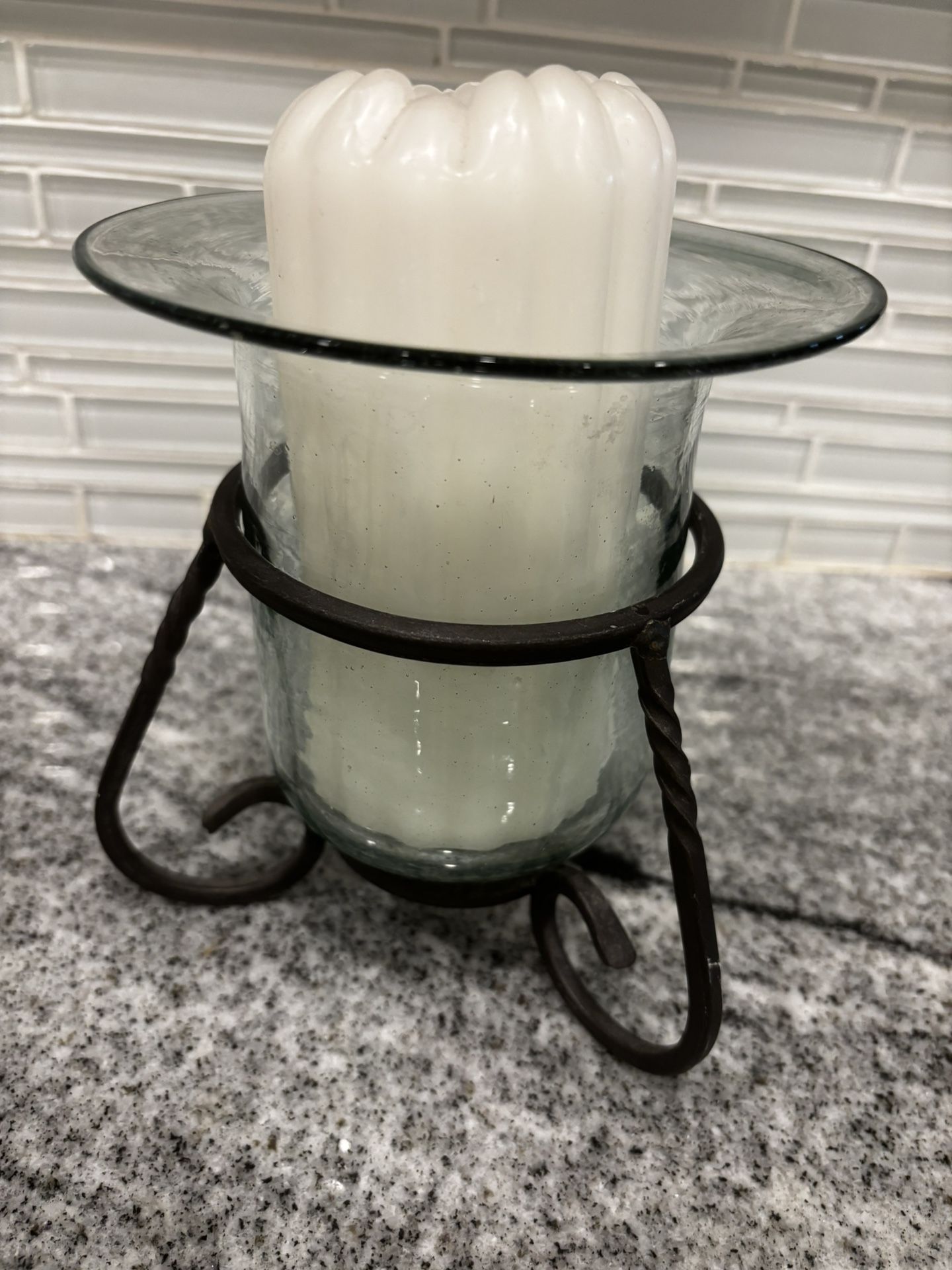 Metal And Glass Candle Holder