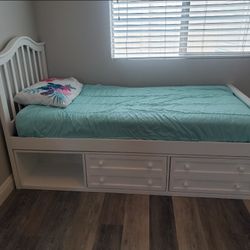 White twin size captain bed