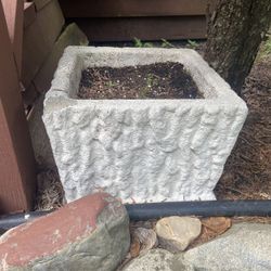 2 Vintage Cement Planters (11 1/2” x 11 1/2”)
