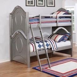 Brand New Metallic Pewter Twin/Twin Bunk Bed