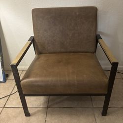 Brown Leather  Accent Chair