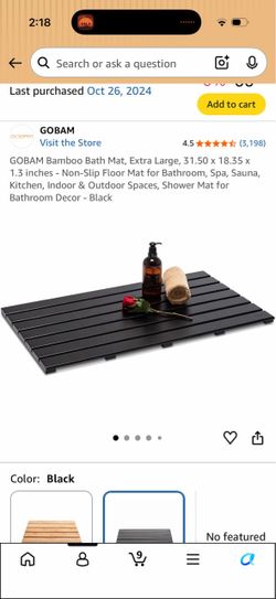 GOBAM Bamboo Bath Mat, Extra Large, 31.50 x 18.35 x 1.3 inches - Non-Slip Floor Mat for Bathroom, Spa, Sauna, Kitchen, Indoor & Outdoor Spaces, Shower