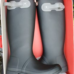 Brand New Hunter Packable Black Rain Boots With Bag