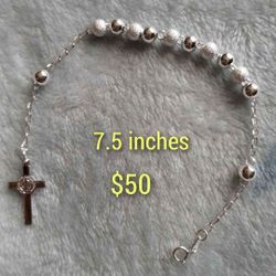 925 Sterling Silver Women's Bracelets/Brasaletes Estilo Rosario De Plata 925 