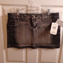 NEW Black Denim Distressed Miniskirt 