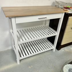 Like New Out Of Box Real Wood Kitchen Island 