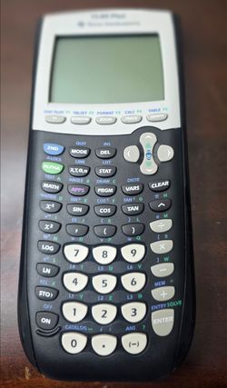 Texas Instruments TI-84 Plus Graphing Calculator with cover snd usb cable.