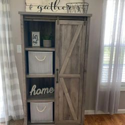 Modern Farmhouse Bookcase Storage Cabinet Rustic White Finish