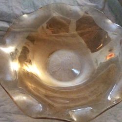 Vintage Canival Glass Floragold  Ruffled 11” Bowl