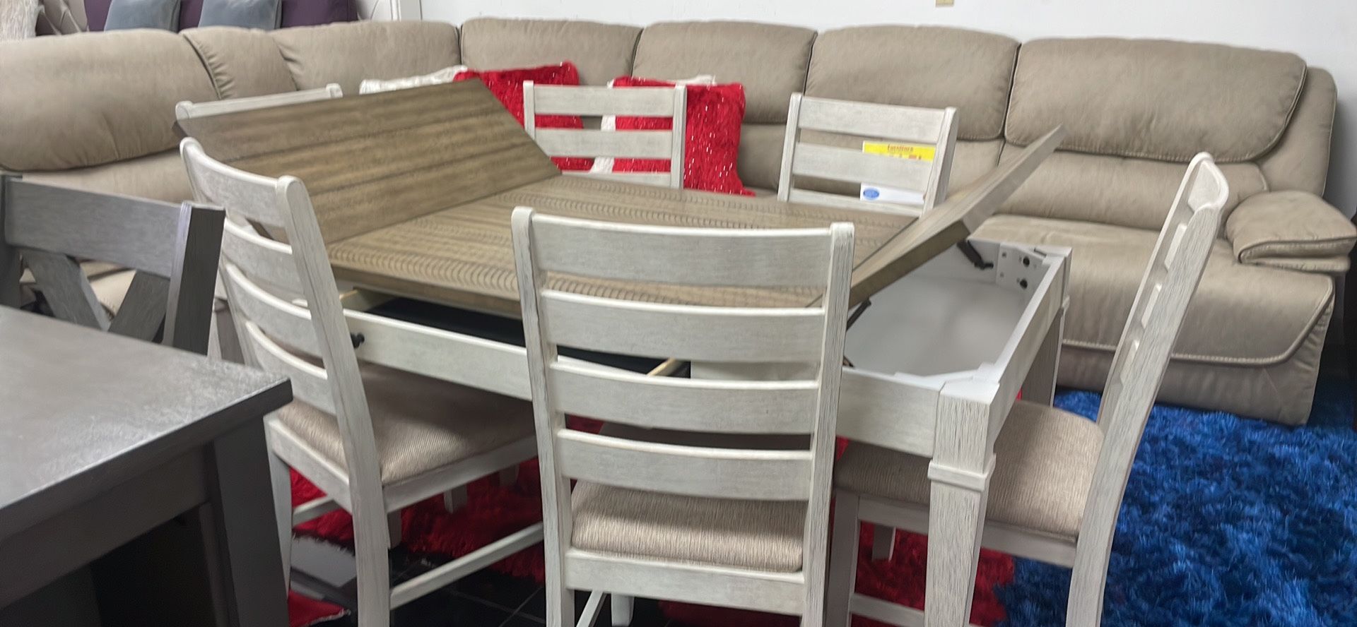 Solid Wood Table With 6 Chairs And Storage