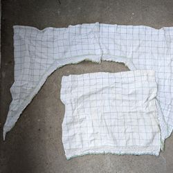 Vintage Style Swag 27" W x 36" L (4 pcs), 1 pc Cafe Curtain 27W x 23L. White W/ Green Plaid, Crochet Lace Bottoms 2 3/4". Just Washed, Soil Came Out. 