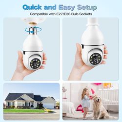 Combess Light Bulb Security Camera 2PCS Security Cameras Wireless Outdoor with AI Human Detection, Color Night Vision, Two-Way Audio, Night Vision, Bu