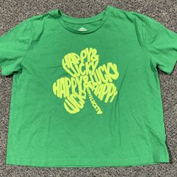 Happy & Lucky shamrock girls size 14/16 St Patrick’s Day crop top shirt 