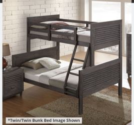 Bunk bed frame with mattresses