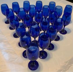 Solid Cobalt Blue Vintage Stemmed Wine Glasses ‘NICE’ ($4.00ea)
