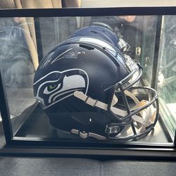 Jaxon Smith-Njigba Signed Seahawks Replica Helmet w/ Display Case