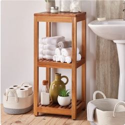 Mesa 3-Tier Acacia Wood Storage Tower Versatile Space Saving Brand New
