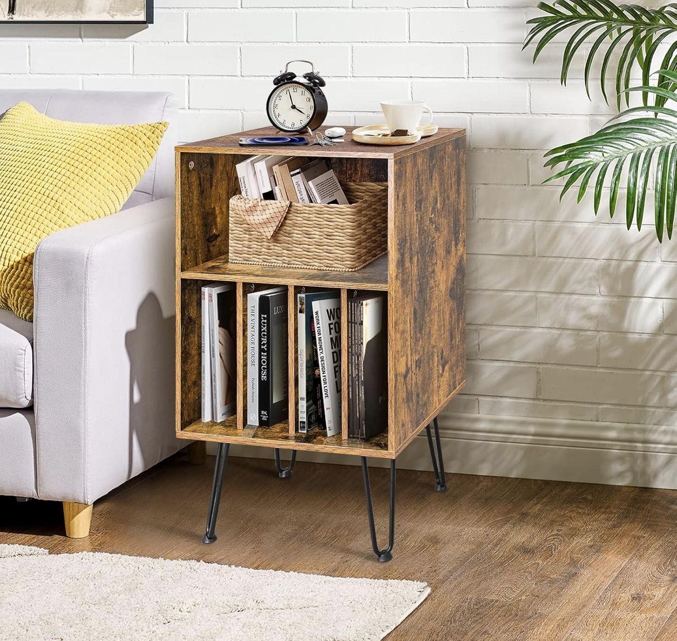 New Record Player Table, Record Player Stand with Storage, Record Storage Turntable Stand with Metal Legs, Record Player Table with Sorted Storage Spa