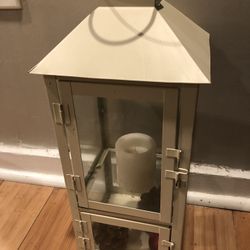 Large Metal Lantern Cream Color With 2 Doors