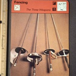 1977 Sportscaster The Weapons Saber Epee French Foil Italian Foil Fencing Large Over-Sized Card Vintage Collectible Italy 