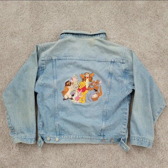 Vtg Disney Store Winnie the Pooh & Friends Denim Jean Jacket Size S M L *READ*