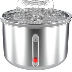 Cat Water Fountain Stainless Steel : 2.5L/85oz Pet Fountain Water Bowl with Strengthen The Filter Element Dog Drinking Dispenser Cat Feeding & Waterin