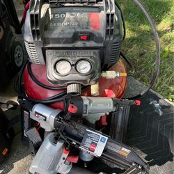 Port Cable Air Compressor with nail gun and tire attachments