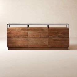 CB2 6-Drawer Wood Dresser With Glass Top