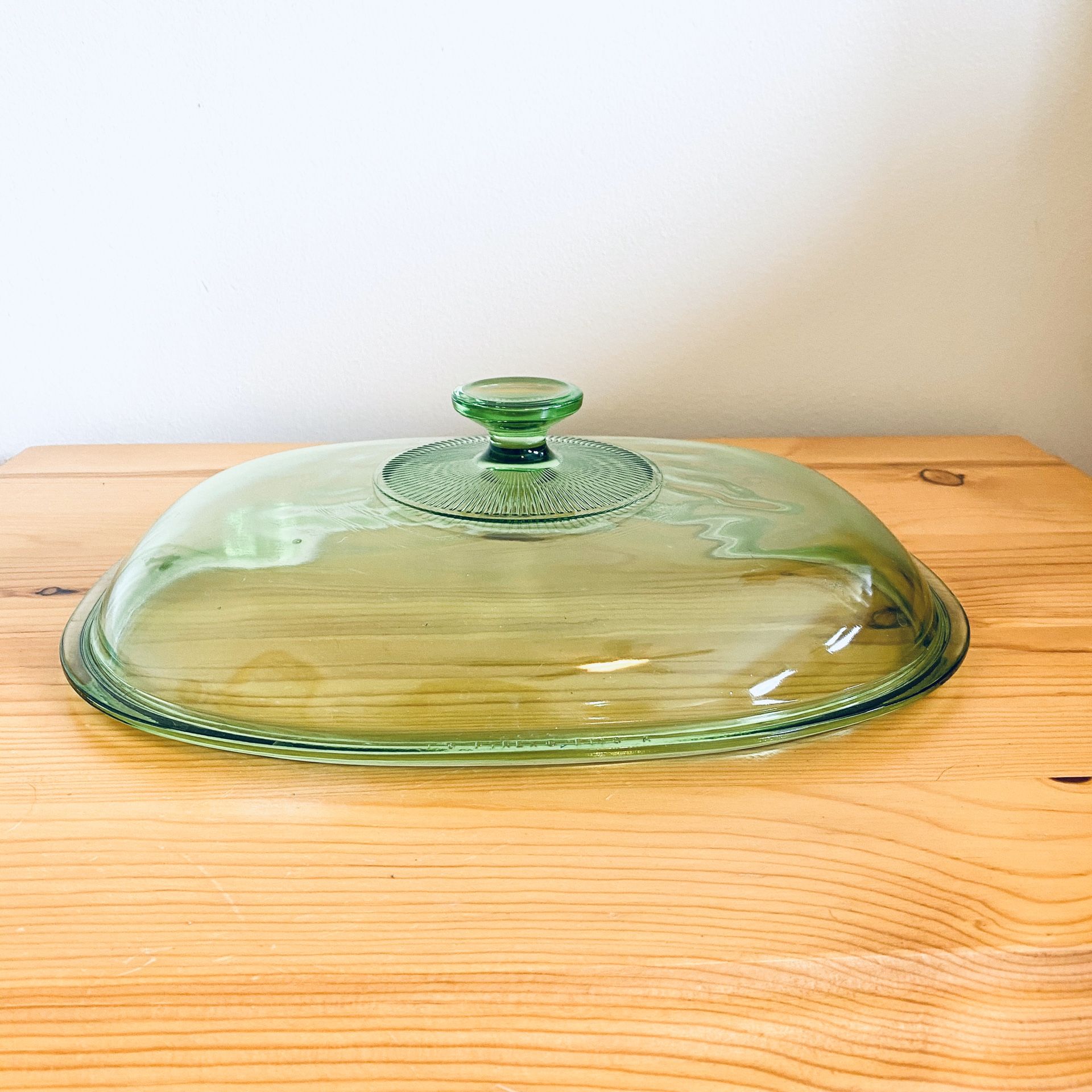 Vintage green glass Pyrex lid cover replacement 12.5”