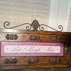 Large Ornate “Live Laugh Love” Framed Wall Art with Metal Scroll Accent