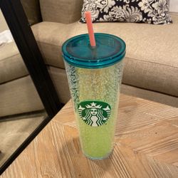 New Starbucks Yellow Green Bubble Tumbler