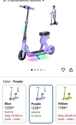 Kids electric scooter purple