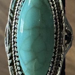 AMAZONITE BOHO RING - MINT COLORED RING - UNIQUE SILVERSMITH - SILVERSMITH RING Size 6 1/2