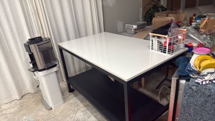 Make Offer- Iron and stone kitchen Island