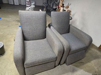 Crate and Barrel Grey Declan Recliners Set of 2