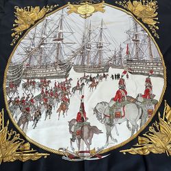 Hermès Paris “Marine et Cavalerie” Silk Scarf