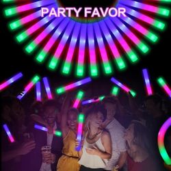 50 Pcs Foam Glow Sticks Bulk - 3 Modes Colorful Flashing Led Foam Sticks Glow in The Dark Party Supplies for Christmas Birthday Wedding Party Camping