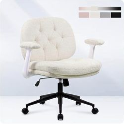 Modern Criss Cross Office Chair with Flip-up Armrests, Cross Back, Beige, 250 lbs Capacity, Ergonomi