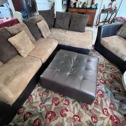 Ashley Sectional Couch W/ Ottoman And Chair 
