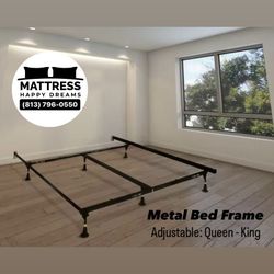 Metal Bed Frame Adjustable to Queen/King/Cali King Bed Size Base For Box Springs And Mattress New From Factory Available For Delivery