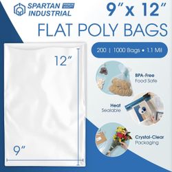 Spartan Industrial 9" X 12" Open-End Flat Poly Bags (1000 Count)