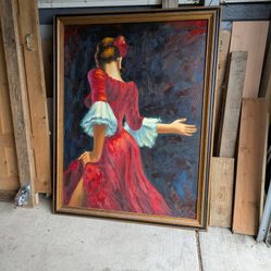Oil Paintings Dancing Red Lady
