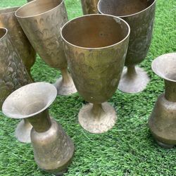 AntiqueS olid brass cups and goblets India