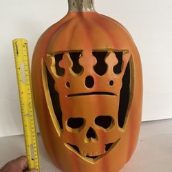 16" Halloween Jack-o-Lantern Skull King Crown Pumpkin Blow Mold Spooky Horror