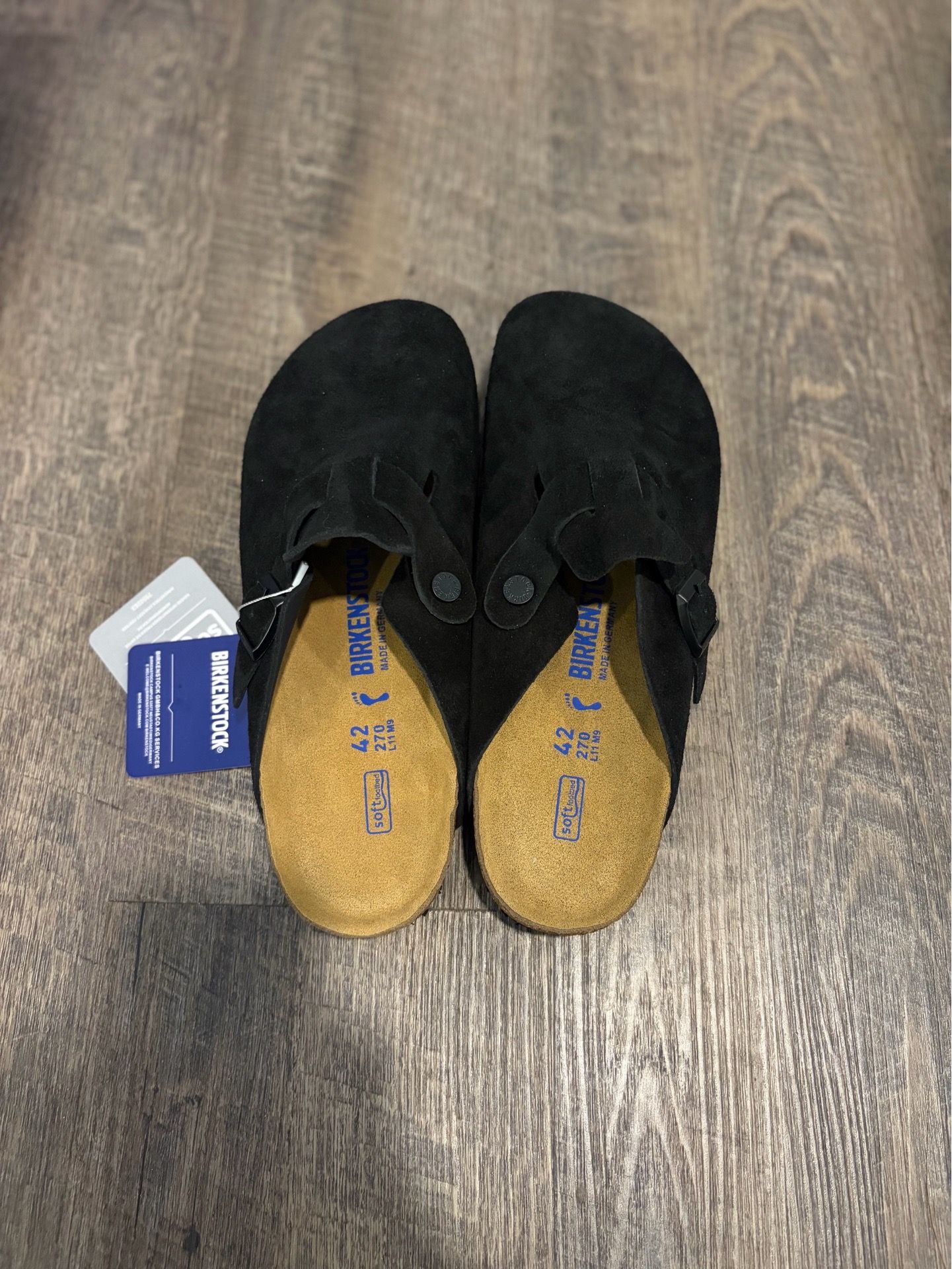 Birkenstock Boston Clogs Black Suede Size 42