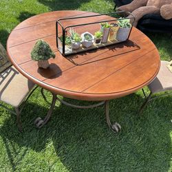 Solid Wood and Iron Dining Room Table Set