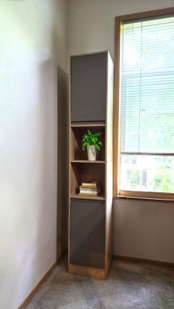 Bathroom Storage Cabinet Wooden Organizer in Grey, Oak