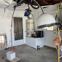 Mid Century Harvey Guzzini Arc Floor Lamp With Marble Base 