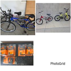 Bicycle Lot of 4 Bikes with Spare Tire Tubes 16" 18" 26"